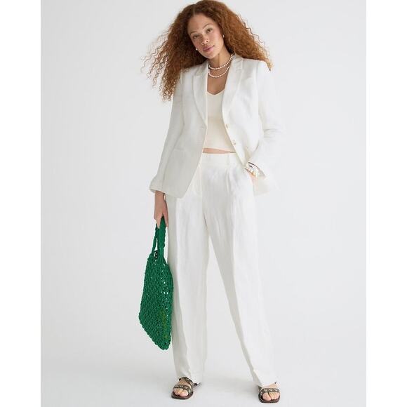 J. Crew Straight-leg Essential Pant in Chelsea Linen-Cupro Blend Size 4 Tall - Picture 1 of 7